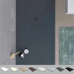 Receveur de douche en résine MYSTONE Gris Anthracite RAL 7016 et autres coloris exclusifs, texture ardoise antibactérienne et antidérapante