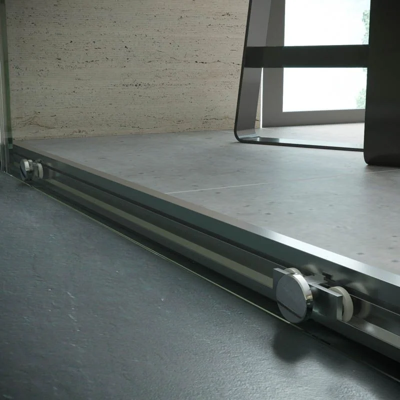 Paroi de douche avant VISION 1 fixe -1 porte coulissante. Avec traitement anti-calcaire. Finition CHROME BRILLANT – Image 4