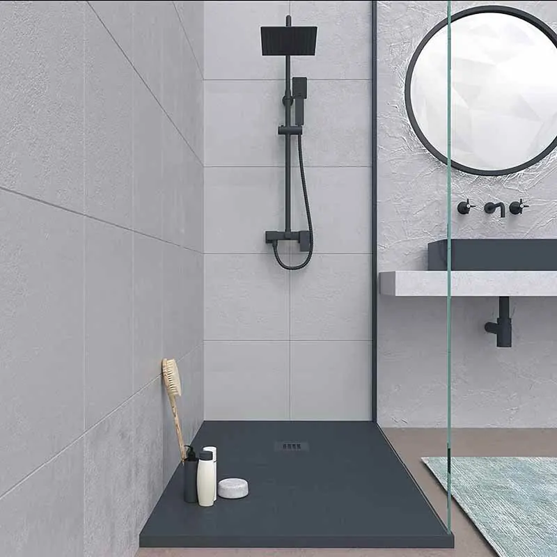 Receveur de douche en résine MYSTONE Gris Anthracite RAL 7016 et autres coloris exclusifs, texture ardoise antibactérienne et antidérapante – Image 2