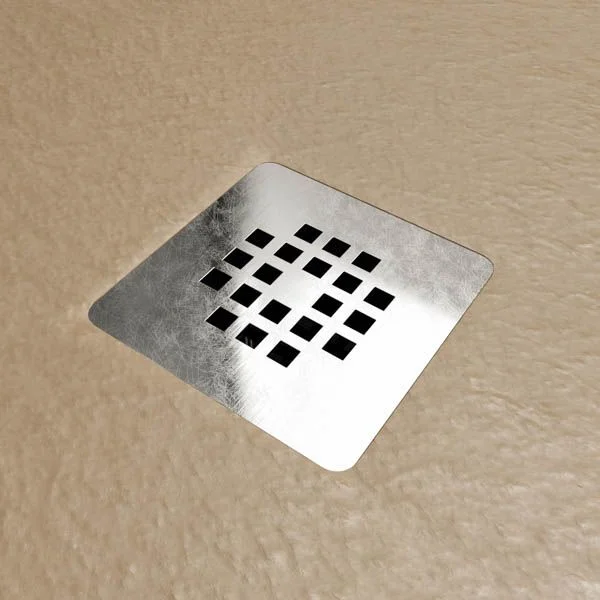 Receveur de douche en résine ONE Moka RAL 1019 et autres couleurs avec texture ardoise antibactérienne et antidérapante. grille en acier inoxydable – Image 3