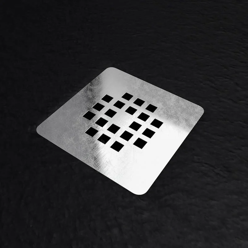 Receveur de douche en résine ONE Noir RAL 9005 et autres couleurs avec texture ardoise antibactérienne et antidérapante. grille en acier inoxydable – Image 3