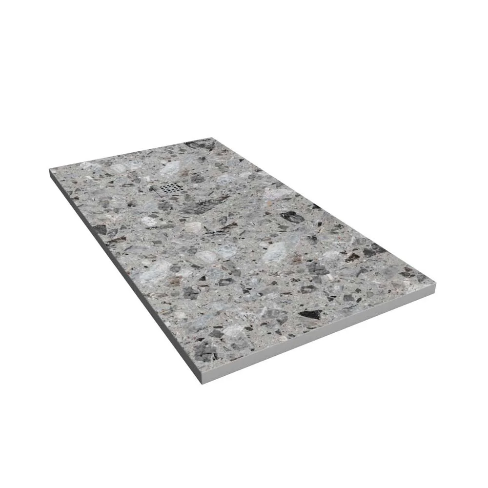 Receveur de douche en résine avec texture ardoise. Effet marbre Ferox – antidérapant STONE 3D moderne – Image 2