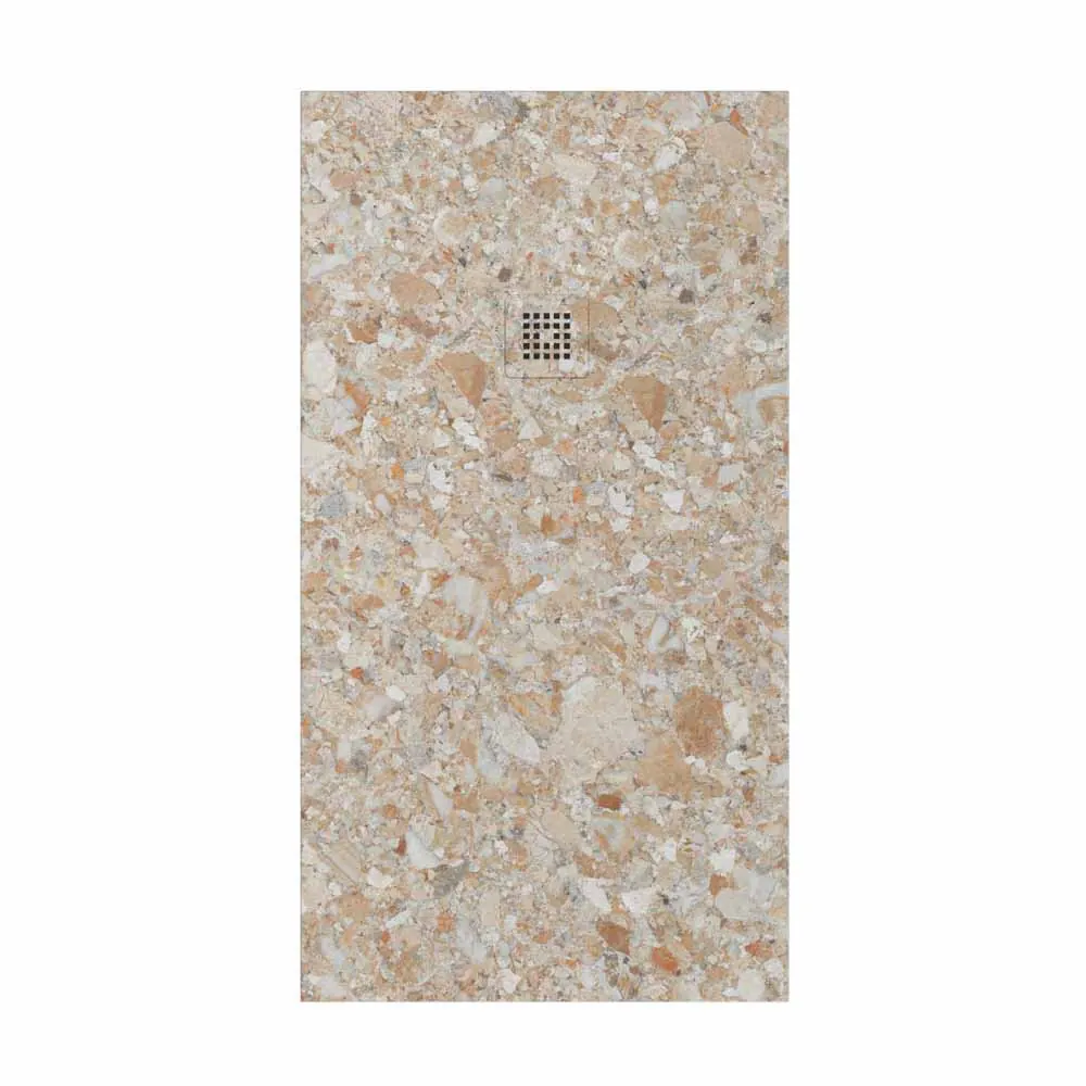 Receveur de douche en résine texture ardoise. Effet marbre ébène – antidérapant STONE 3D moderne