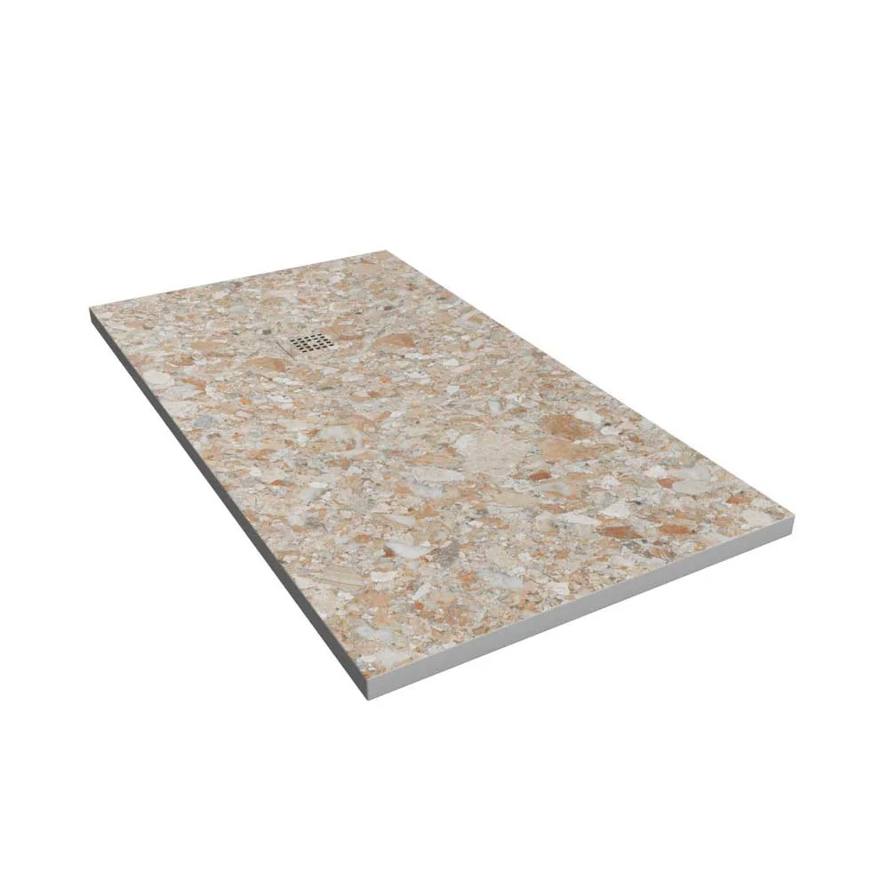 Receveur de douche en résine texture ardoise. Effet marbre ébène – antidérapant STONE 3D moderne – Image 2