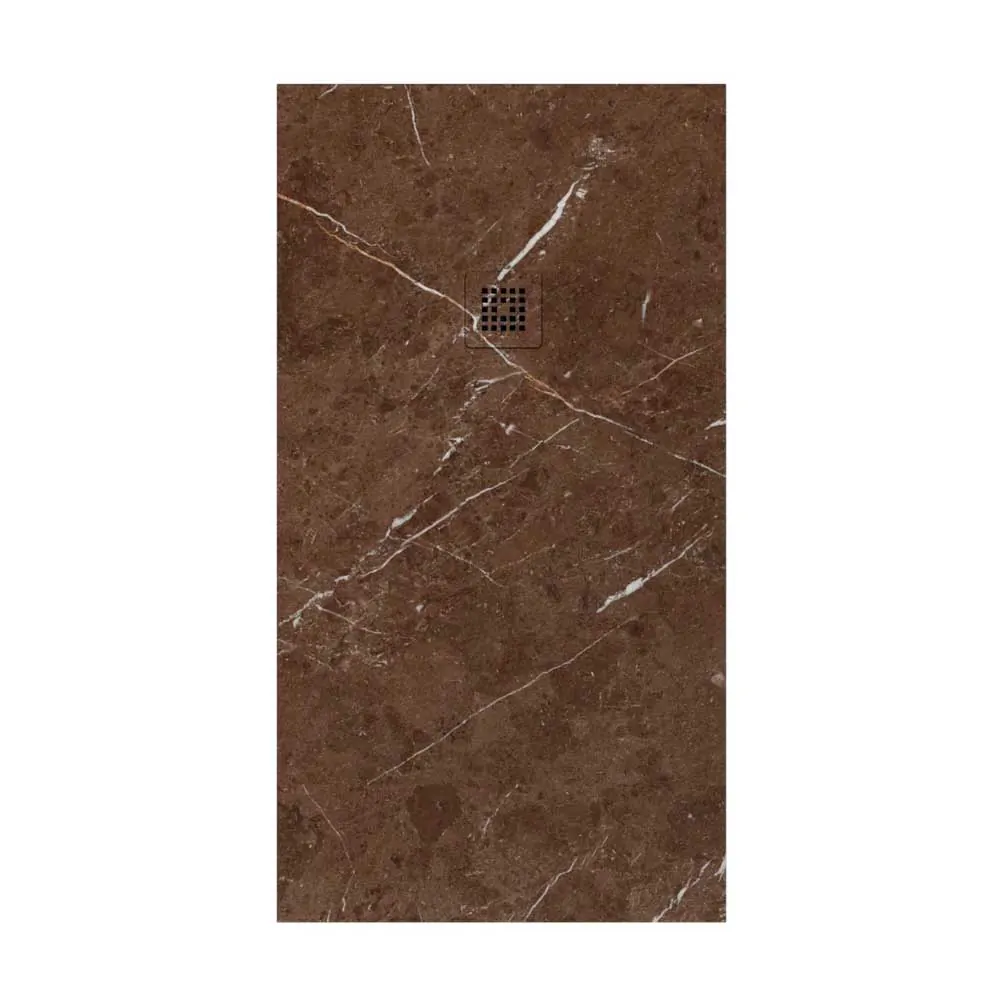 Receveur de douche en résine avec texture ardoise. Effet marbre Sahara marron – antidérapant STONE 3D moderne