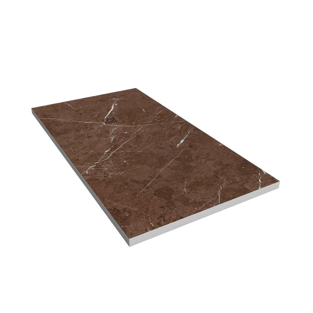 Receveur de douche en résine avec texture ardoise. Effet marbre Sahara marron – antidérapant STONE 3D moderne – Image 2