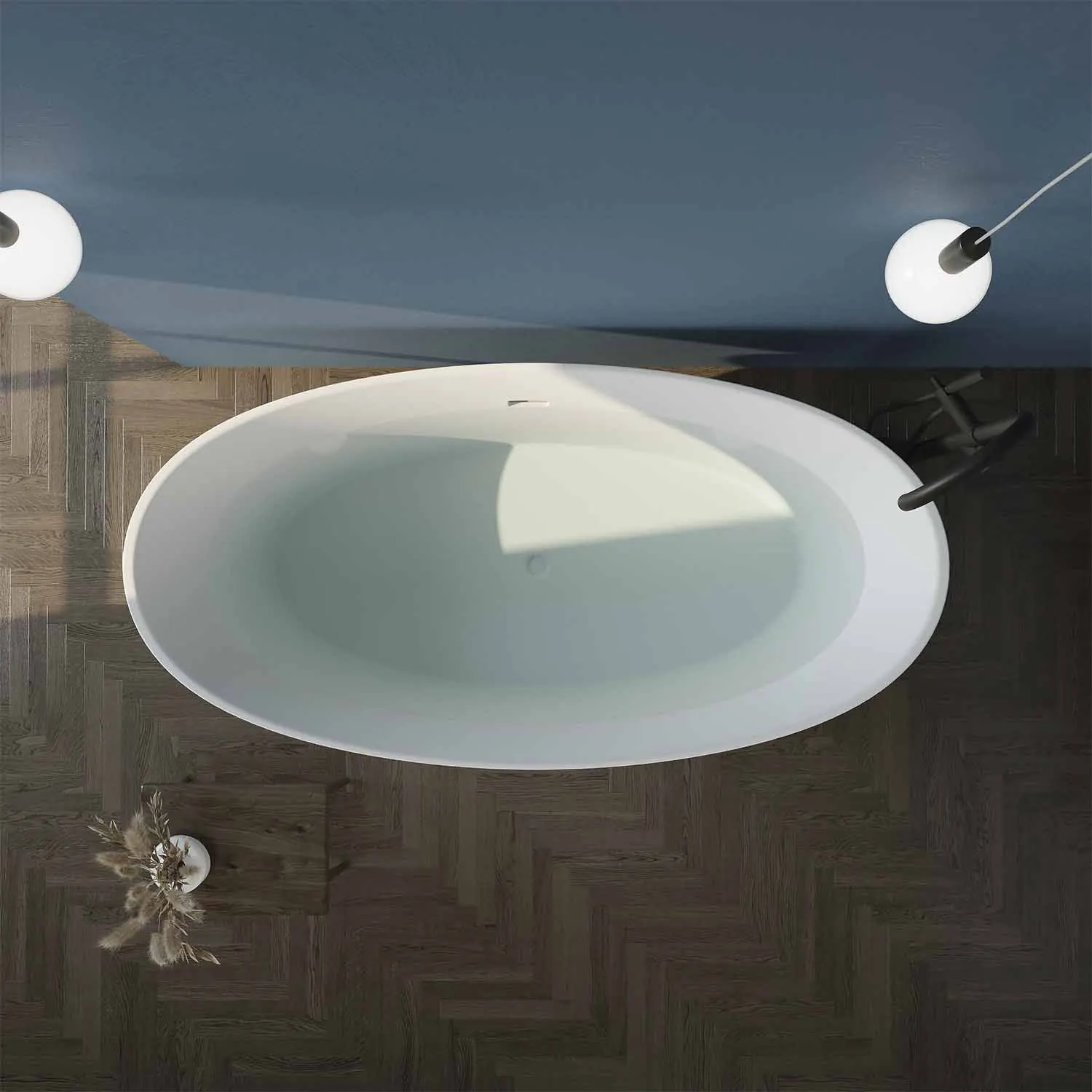 Baignoire îlot ALYA ovale solid surface 170×78.6 cm – Image 3