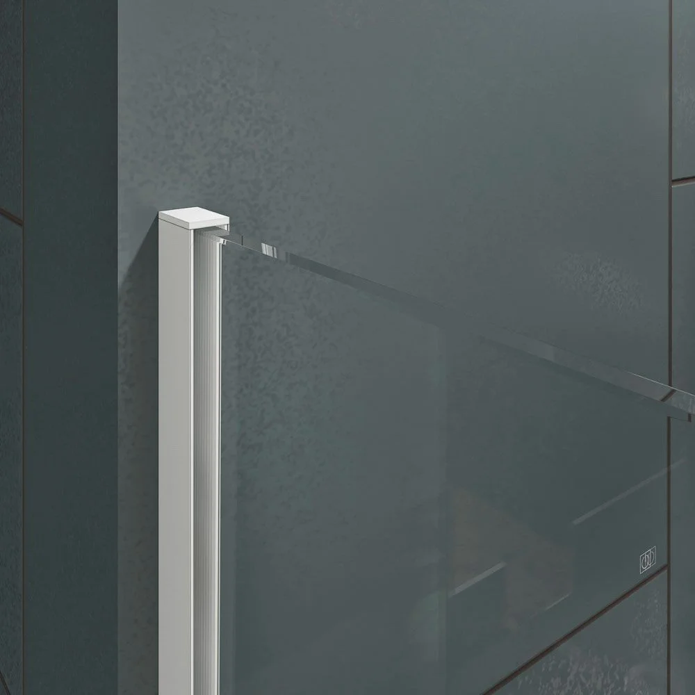 Paroi de douche rectangulaire OPEN 1 fixe - 1 porte battante sur mesure. BLANC MAT – Image 5