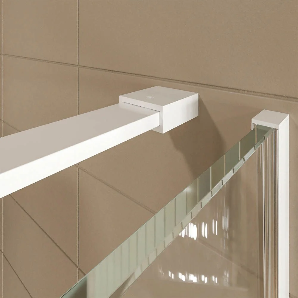 Paroi de douche frontale OPEN 1 fixe – 1 porte battante sur mesure finition BLANC MAT – Image 5