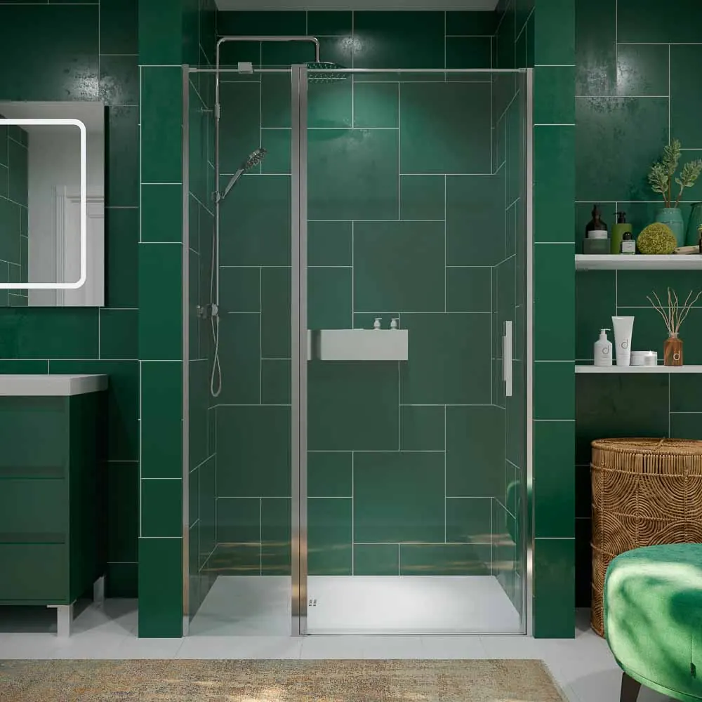 Paroi de douche frontale OPEN 1 fixe - 1 porte battante Finition sur mesure. CHROMÉ BRILLANT – Image 7