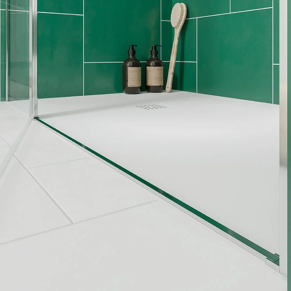 Paroi de douche frontale OPEN 1 fixe - 1 porte battante Finition sur mesure. CHROMÉ BRILLANT – Image 6
