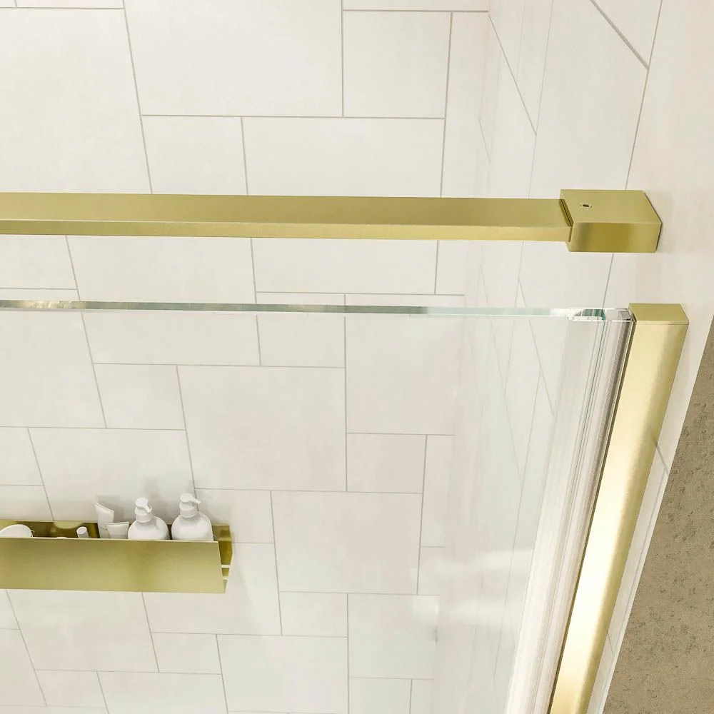 Paroi de douche frontale OPEN 1 fixe – 1 porte battante sur mesure finition OR MAT – Image 6