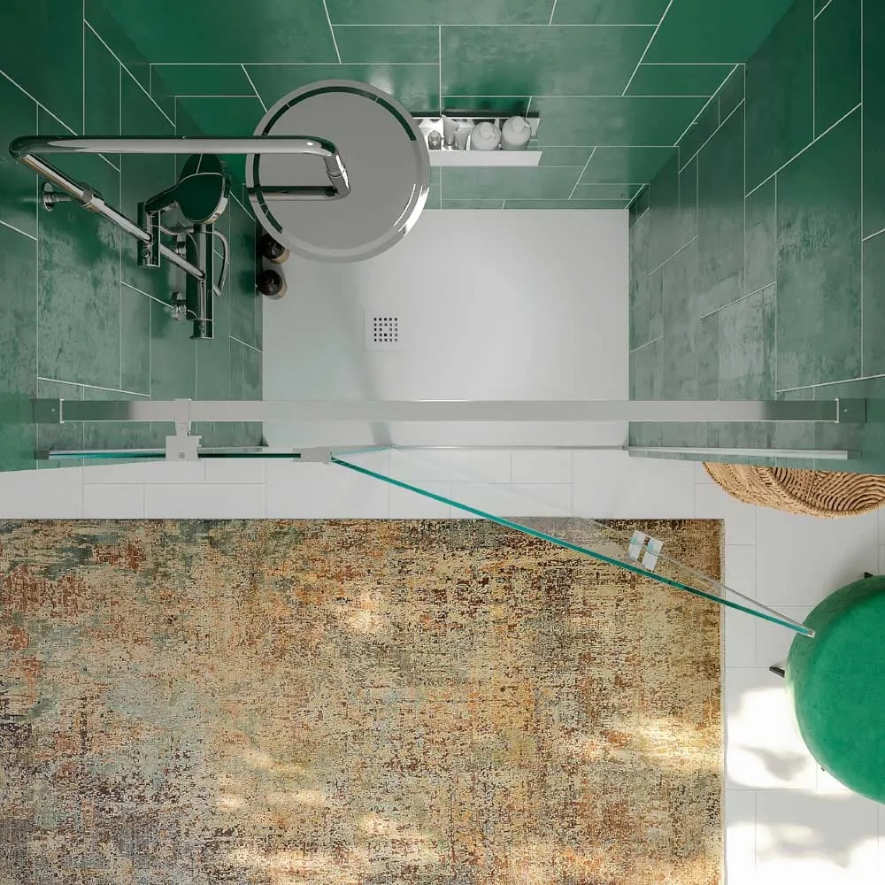 Paroi de douche frontale OPEN 1 fixe - 1 porte battante Finition sur mesure. CHROMÉ BRILLANT – Image 4
