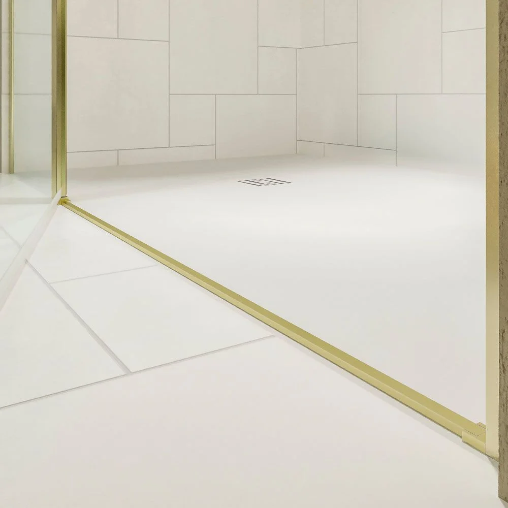 Paroi de douche frontale OPEN 1 fixe – 1 porte battante sur mesure finition OR MAT – Image 3