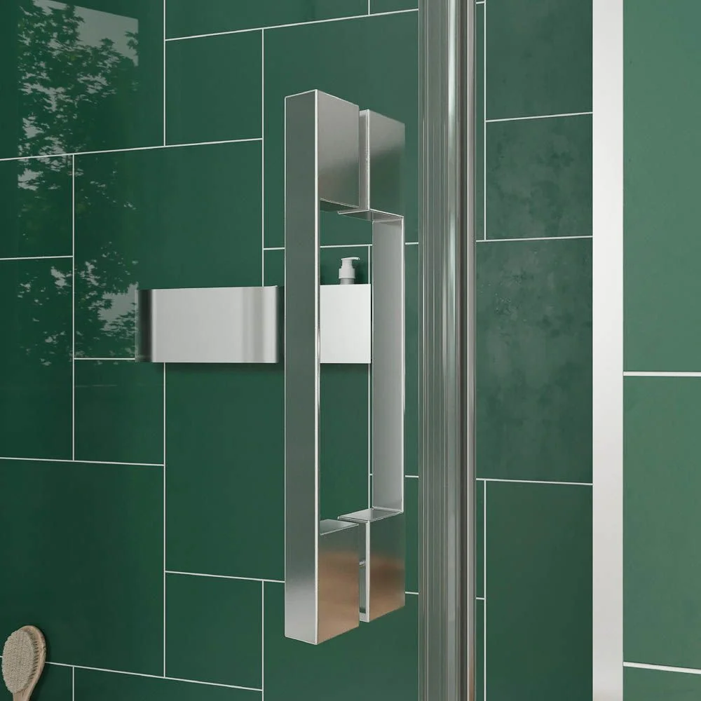 Paroi de douche frontale OPEN 1 fixe - 1 porte battante Finition sur mesure. CHROMÉ BRILLANT – Image 3