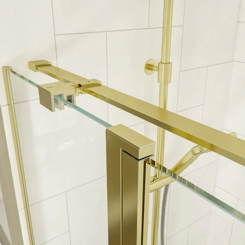 Paroi de douche frontale OPEN 1 fixe – 1 porte battante sur mesure finition OR MAT – Image 2