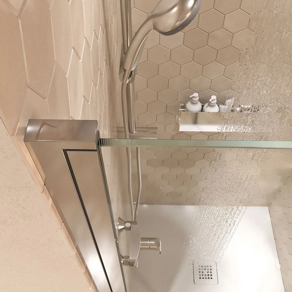 Paroi de douche frontale OPEN 2 portes battantes sur mesure. CHROMÉ BRILLANT – Image 3