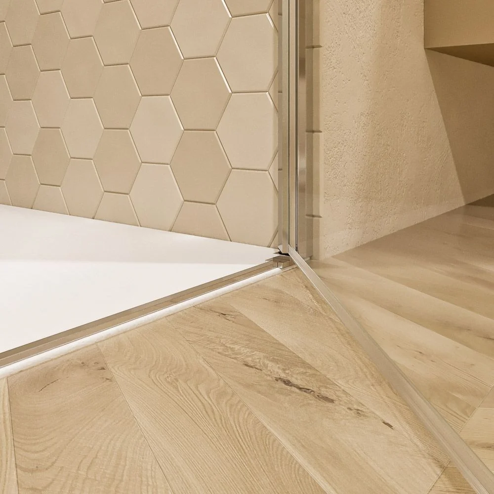 Paroi de douche frontale OPEN 2 portes battantes sur mesure. CHROMÉ BRILLANT – Image 5