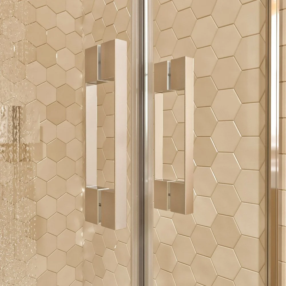 Paroi de douche frontale OPEN 2 portes battantes sur mesure. CHROMÉ BRILLANT – Image 6
