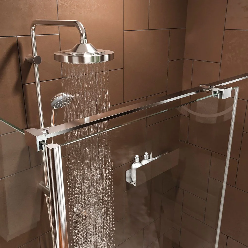 Paroi de douche rectangulaire OPEN 2 fixe – 1 porte battante sur mesure. CHROMÉ BRILLANT – Image 7