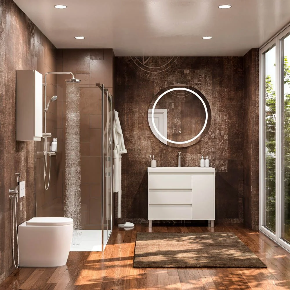 Paroi de douche rectangulaire OPEN 2 fixe – 1 porte battante sur mesure. CHROMÉ BRILLANT – Image 6
