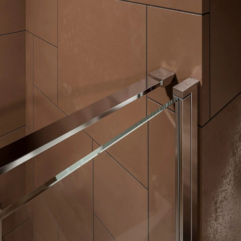 Paroi de douche rectangulaire OPEN 2 fixe – 1 porte battante sur mesure. CHROMÉ BRILLANT – Image 4