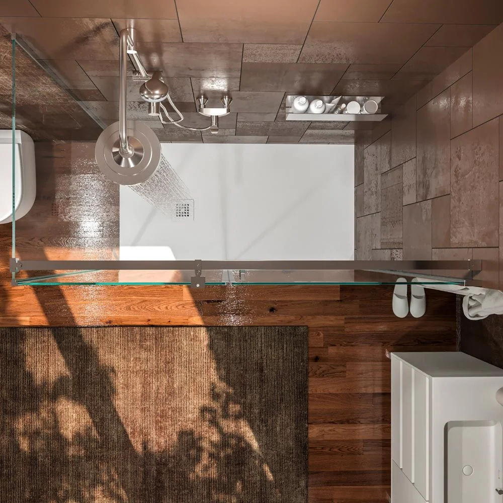 Paroi de douche rectangulaire OPEN 2 fixe – 1 porte battante sur mesure. CHROMÉ BRILLANT – Image 3