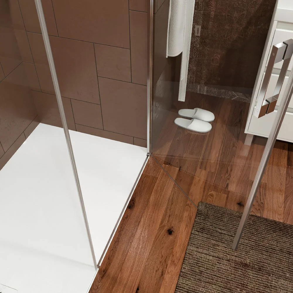 Paroi de douche rectangulaire OPEN 2 fixe – 1 porte battante sur mesure. CHROMÉ BRILLANT – Image 2