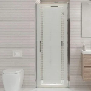 Paroi de douche frontale OPEN 1 porte SERIGRAFIA battante sur mesure, finition CHROME BRILLANT