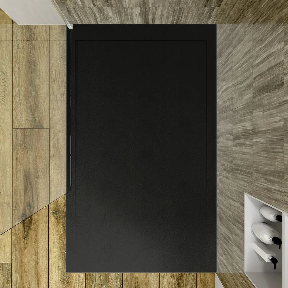 Receveur de douche en résine avec cadre noir SYSTEM – couleurs au choix – texture ardoise – antibactérien et antidérapant