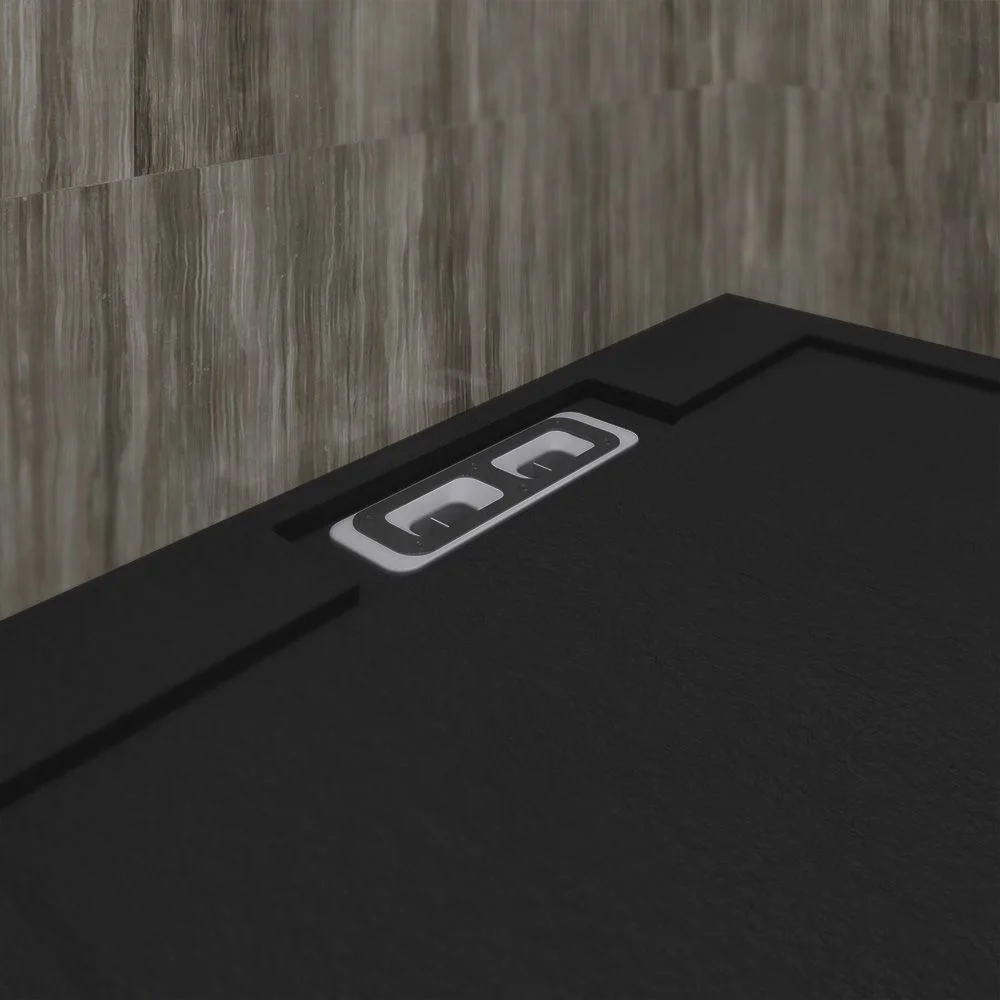 Receveur de douche en résine avec cadre noir SYSTEM – couleurs au choix – texture ardoise – antibactérien et antidérapant – Image 3