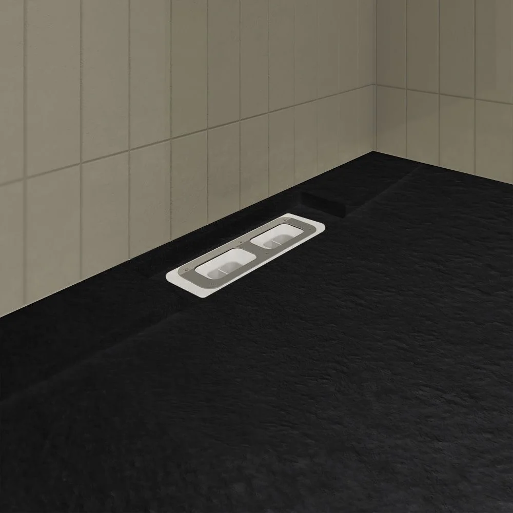 Receveur de douche PLASTER Noir – coloris au choix – texture ardoise – antibactérien et antidérapant. grille cachée – Image 2