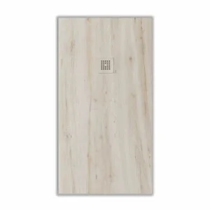 Receveur de douche en résine texture ardoise Cèdre blanc finition effet bois – antidérapant STONE 3D moderne