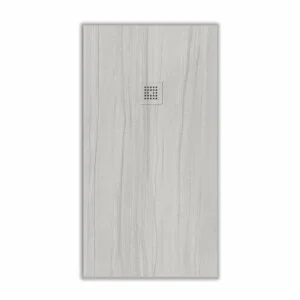 Receveur de douche en résine texture ardoise Finition effet bois Peuplier Blanc – antidérapant STONE 3D modern