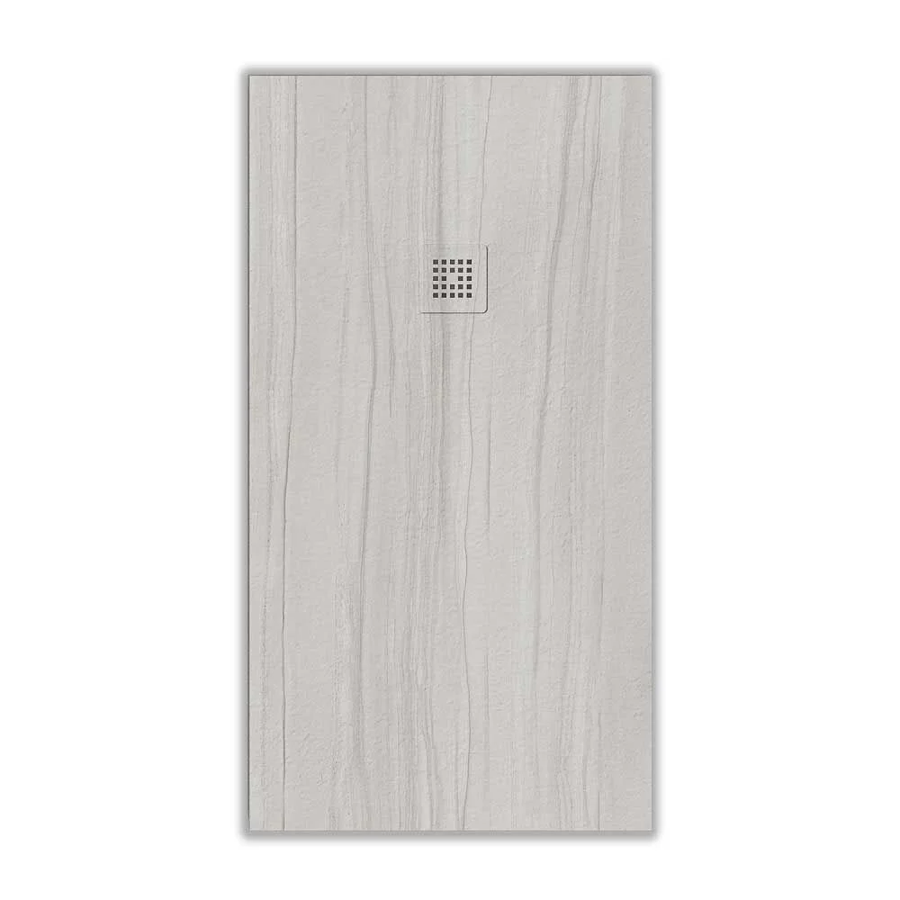 Receveur de douche en résine texture ardoise Finition effet bois Peuplier Blanc – antidérapant STONE 3D modern