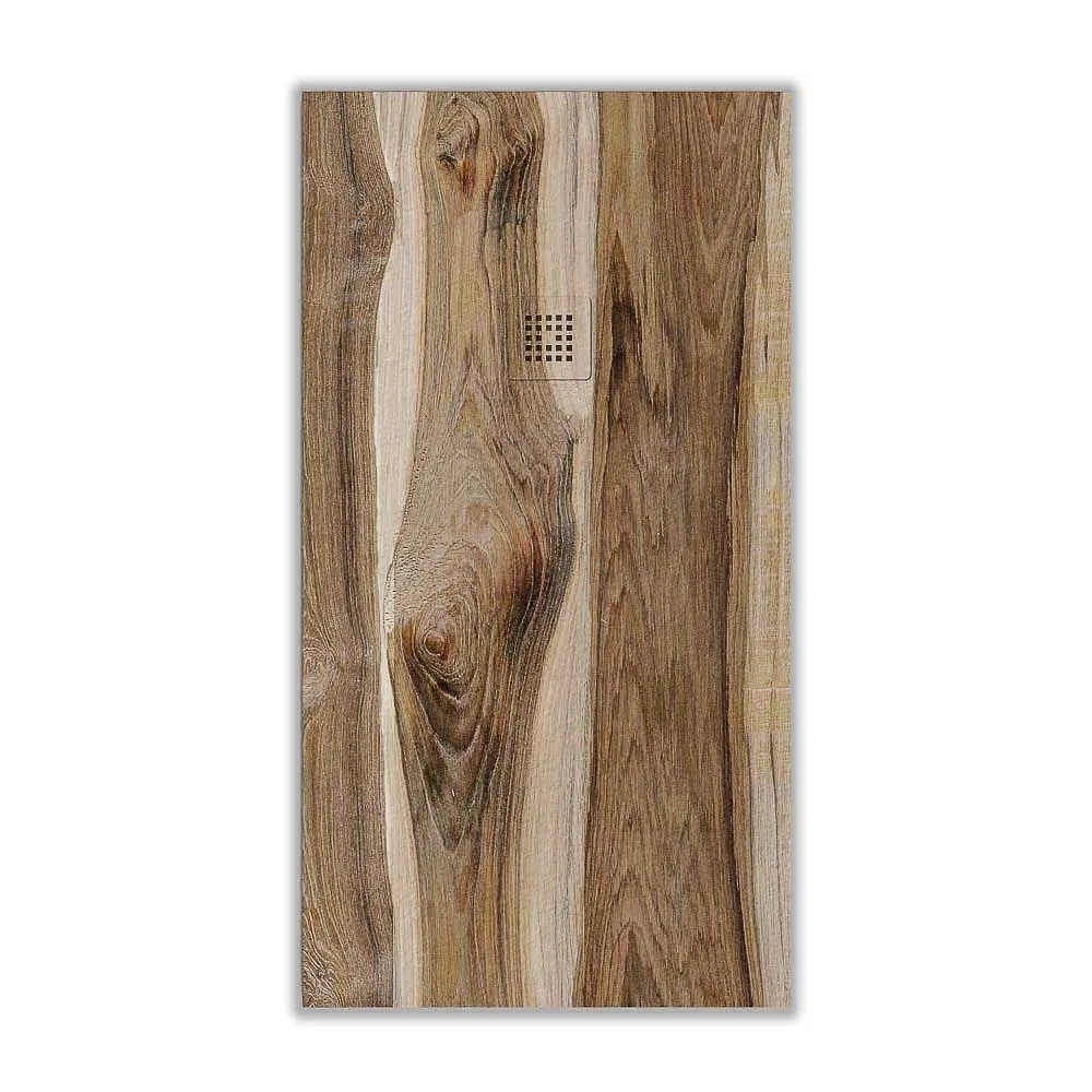Receveur de douche en résine texture ardoise Erable américain finition effet bois – antidérapant STONE 3D moderne