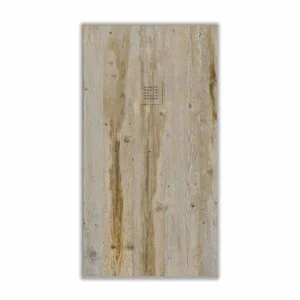 Receveur de douche en résine finition texture ardoise Effet bois Vintage Ocre – antidérapant STONE 3D modern