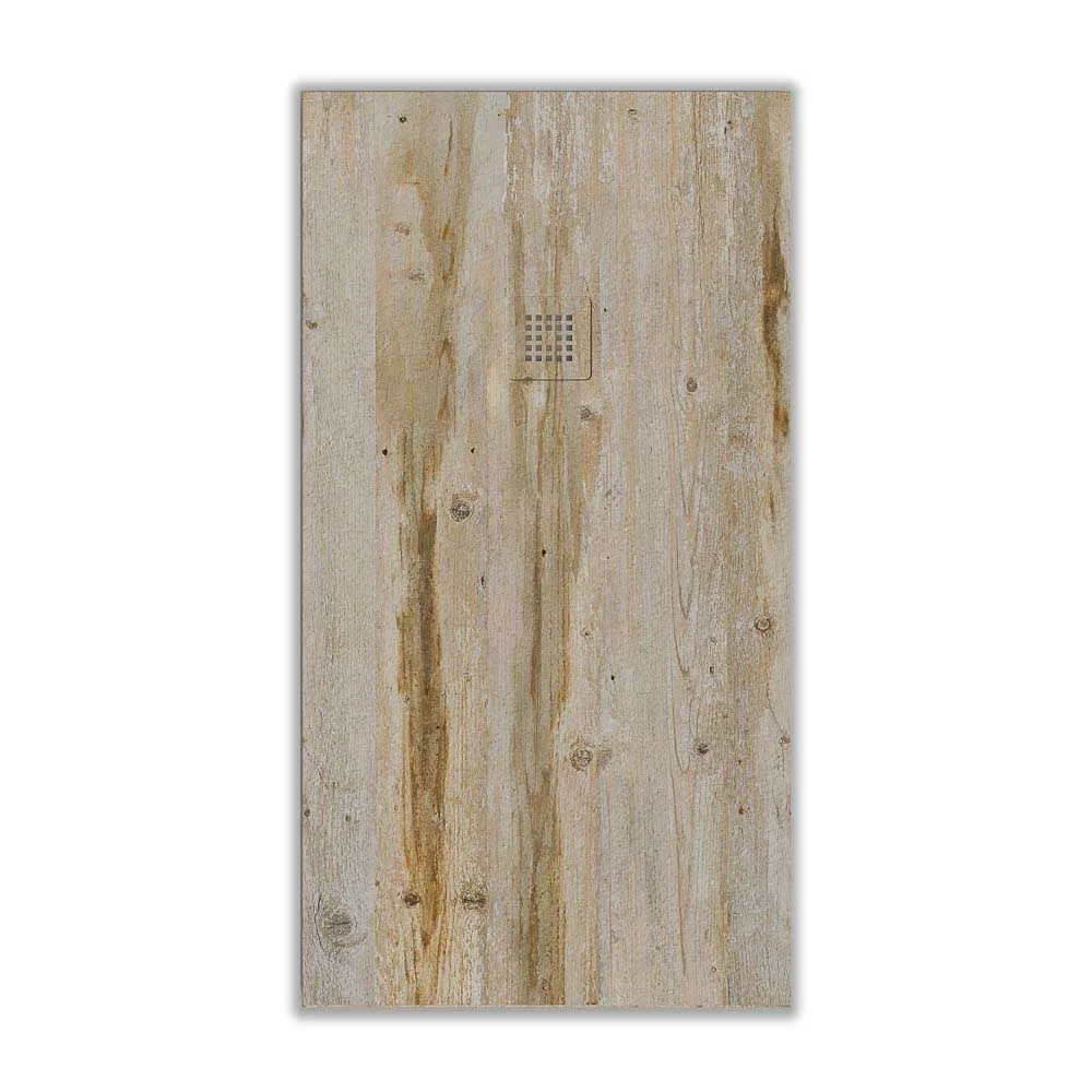 Receveur de douche en résine finition texture ardoise Effet bois Vintage Ocre – antidérapant STONE 3D modern