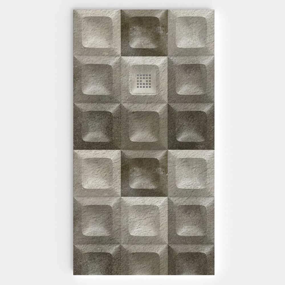 Receveur de douche en résine texture ardoise. Effet en Hydraulic Cloda – antidérapant STONE 3D moderne