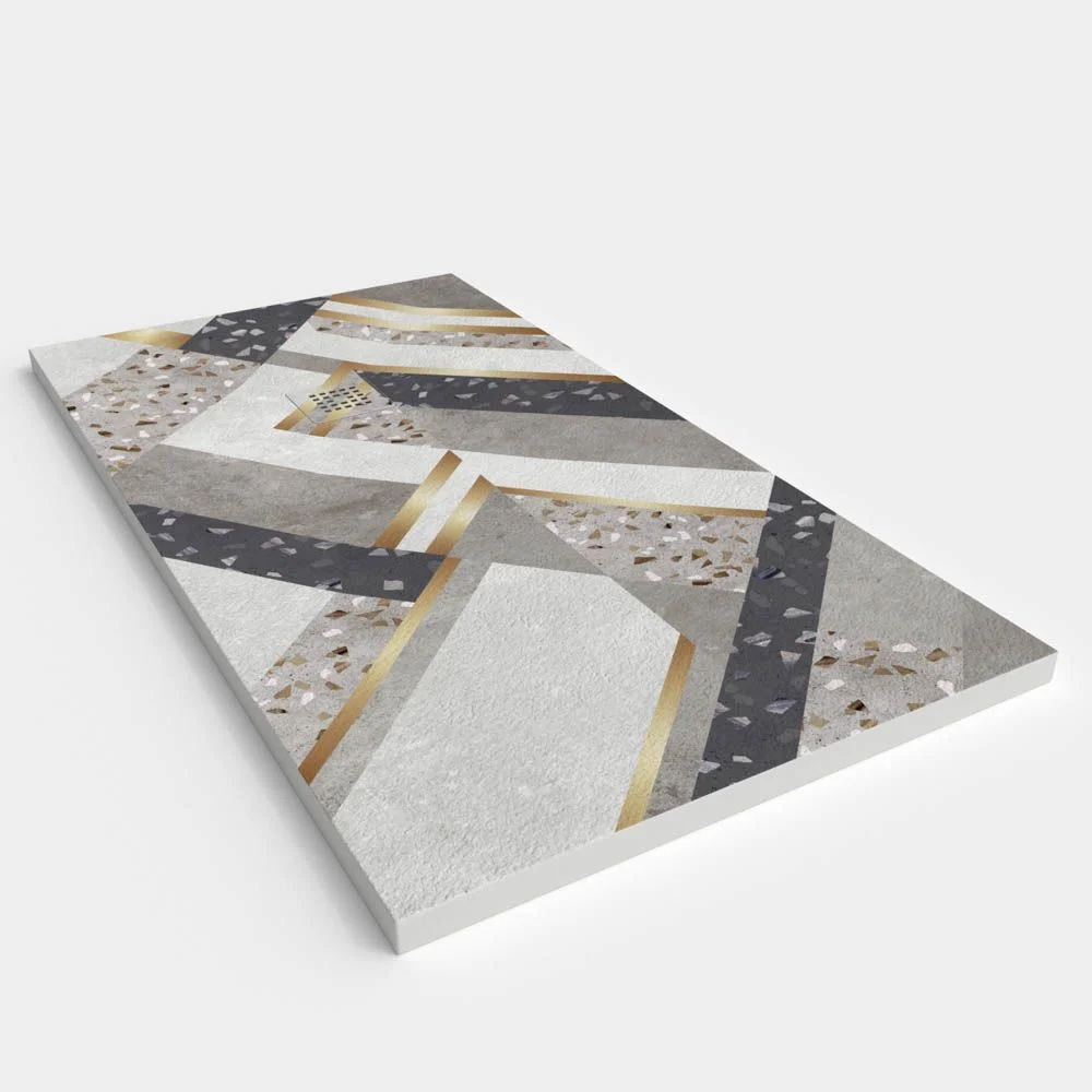 Receveur de douche en résine texture ardoise. Effet en Hydraulic Eika – antidérapant STONE 3D moderne – Image 2