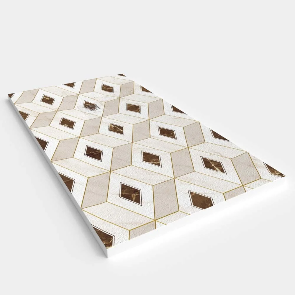 Receveur de douche en résine texture ardoise. Effet en Hydraulic Supreme – antidérapant STONE 3D moderne – Image 2