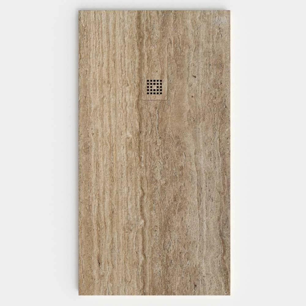 Receveur de douche en résine avec texture ardoise. Effet marbre Travertino – antidérapant STONE 3D moderne