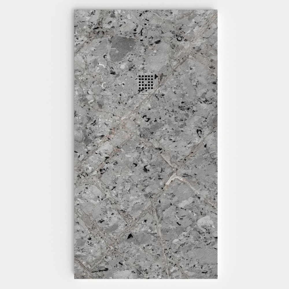 Receveur de douche en résine avec texture ardoise. Effet marbre Odilia – antidérapant STONE 3D moderne