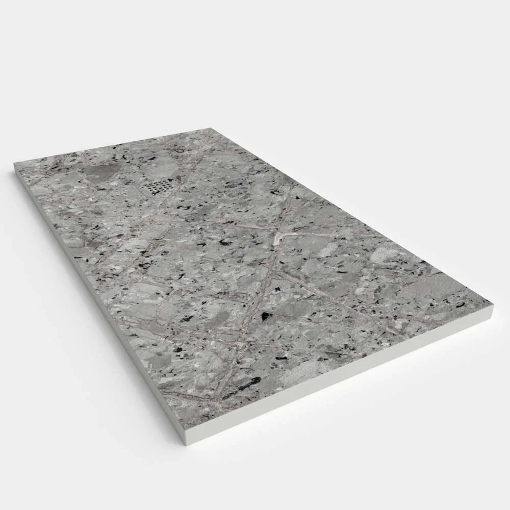 Receveur de douche en résine avec texture ardoise. Effet marbre Odilia – antidérapant STONE 3D moderne – Image 2