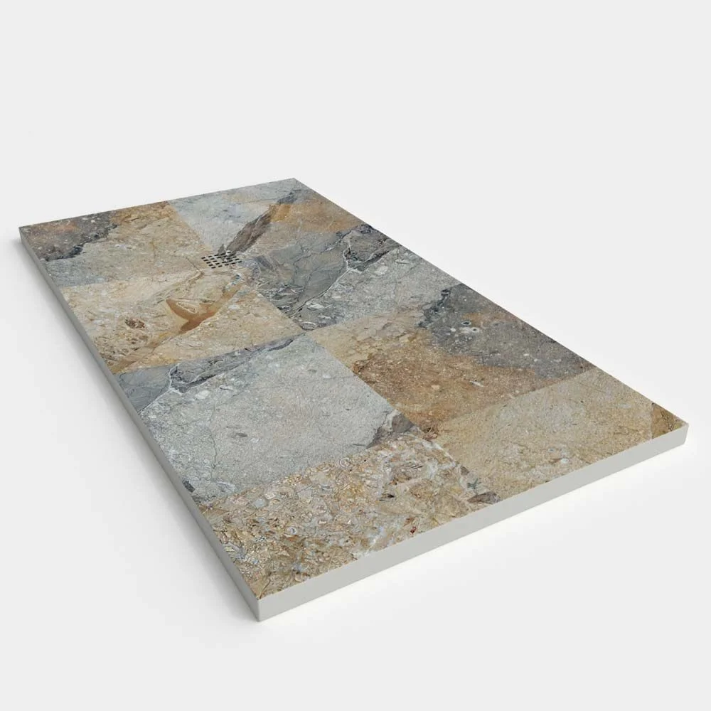 Receveur de douche en résine avec texture ardoise. Effet marbre Mizzi – antidérapant STONE 3D moderne – Image 2