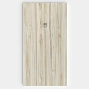 Receveur de douche en résine ardoise finition texturée effet bois Pin Denver - antidérapant STONE 3D modern