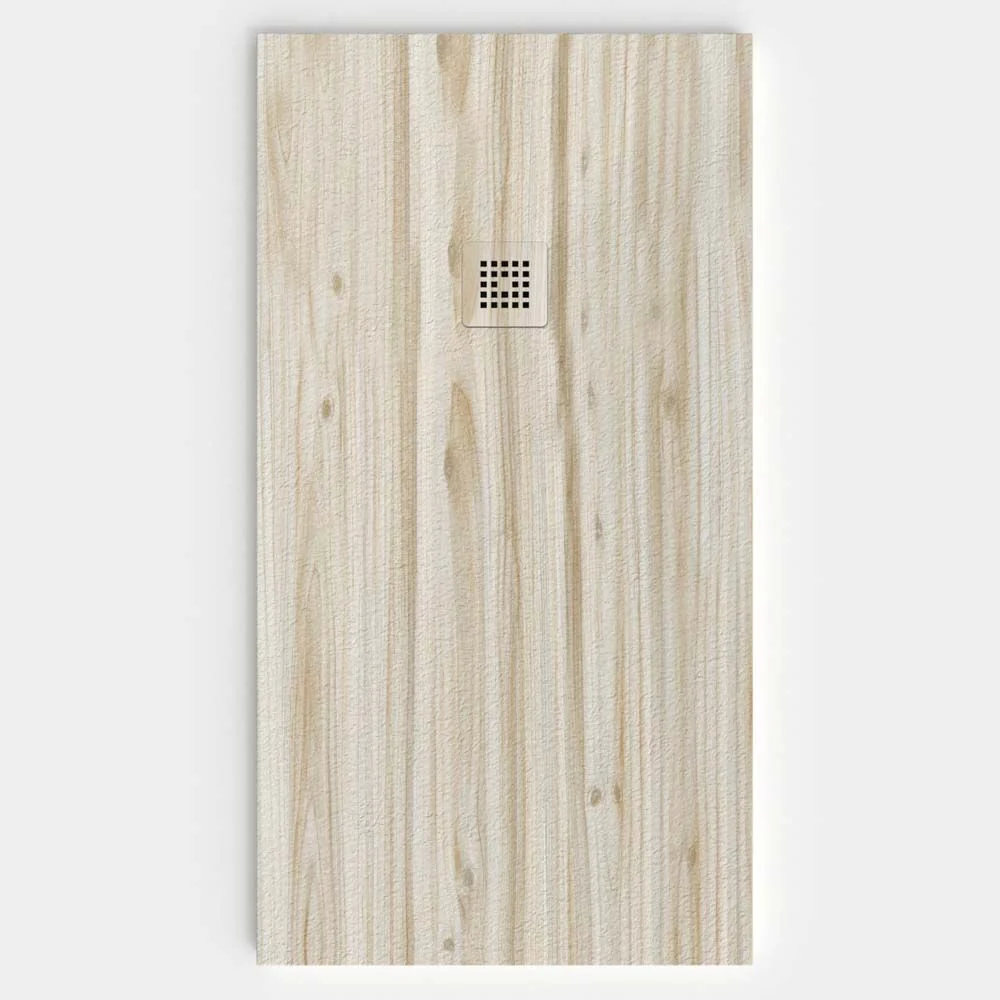 Receveur de douche en résine ardoise finition texturée effet bois Pin Denver - antidérapant STONE 3D modern