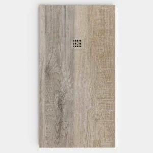 Receveur de douche en résine ardoise finition texturée effet bois chêne sauvage - antidérapant STONE 3D modern