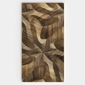 Receveur de douche en résine ardoise finition texturée effet bois Radiata - antidérapant STONE 3D modern