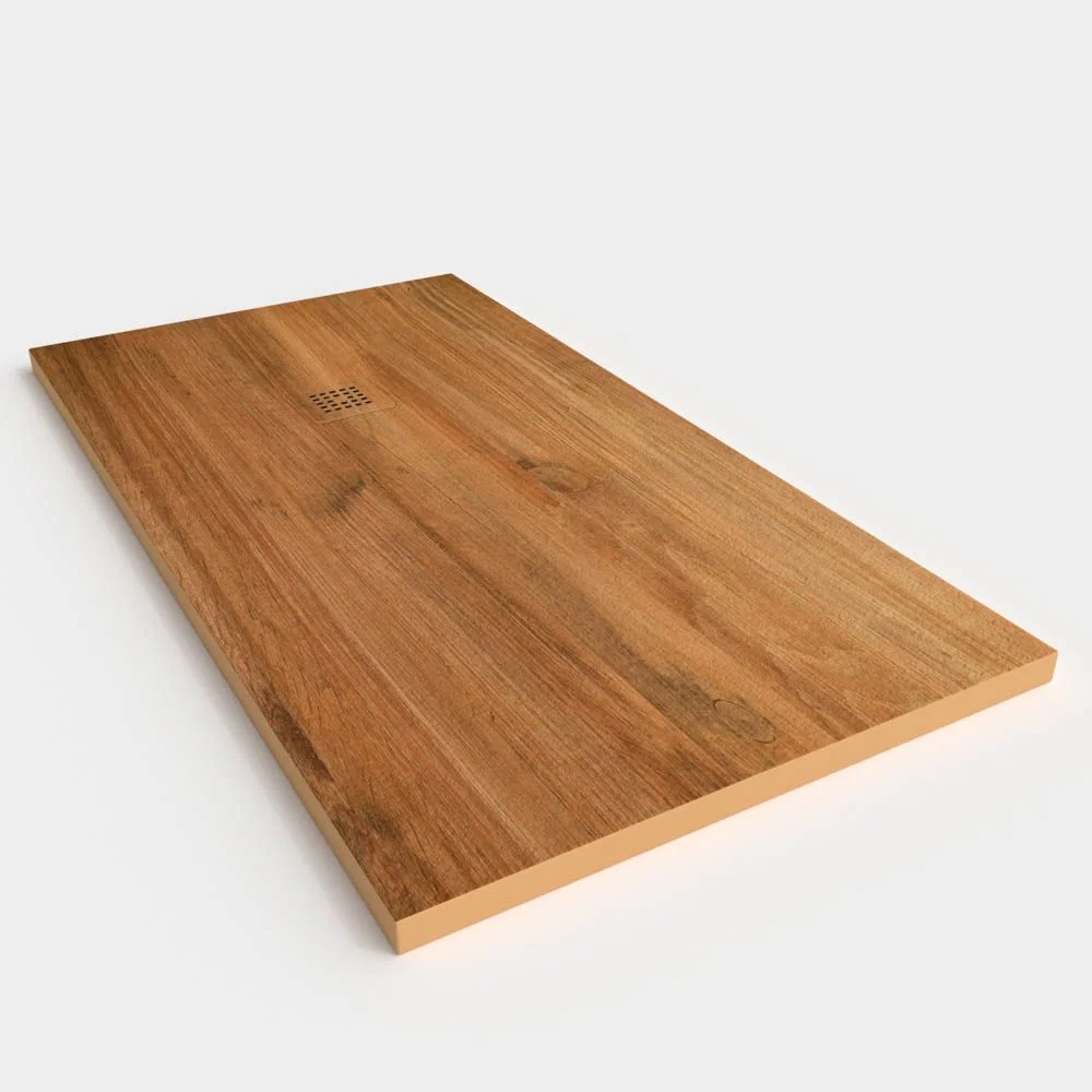 Receveur de douche en résine ardoise finition texturée effet bois chêne de la pampa - antidérapant STONE 3D modern – Image 2